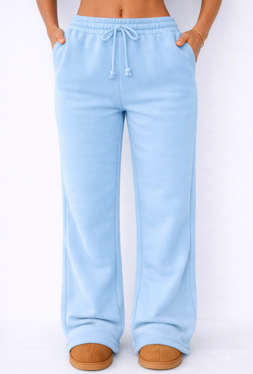 Icy Blue Basic Blank Flare Sweatpants