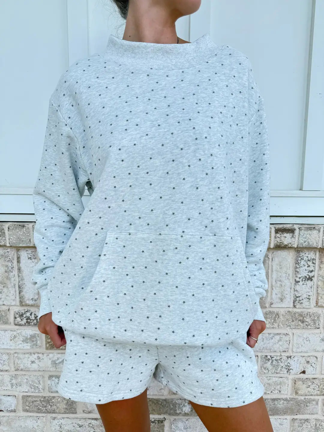 Starlight Printed Mockneck Sweatshirt With Pockets