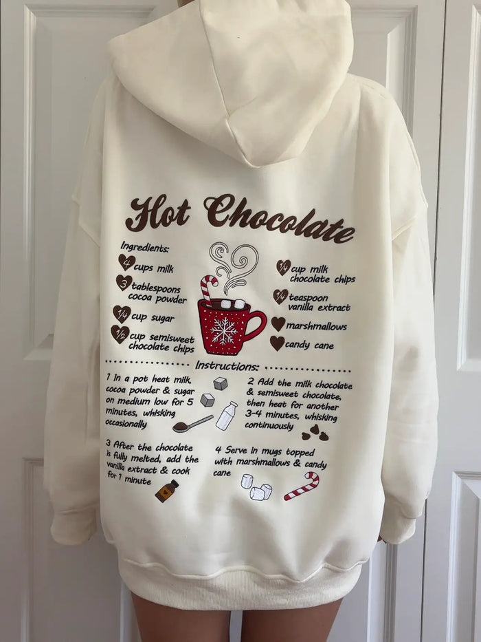 Hot Chocolate Recipe Christmas Embroider Hoodie