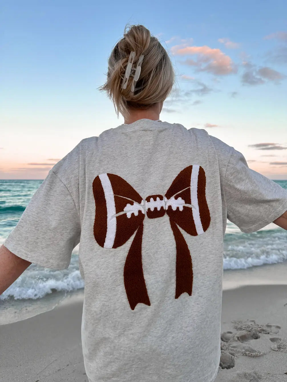 Football Bows Embroider Tee