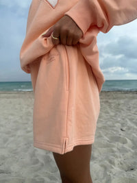 Papaya Orange Embroidered Sweat Shorts 100% Cotton