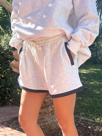 Pearl Grey Navy Blue Polka Dot Shorts