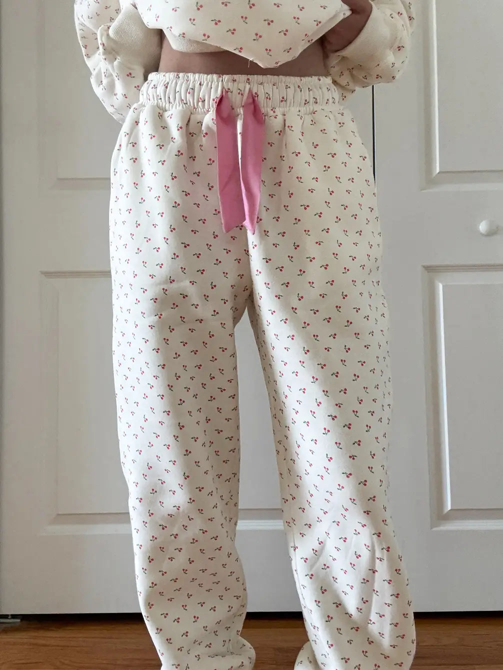 Blank Ivory Cherries All Over Jogger Sweatpants