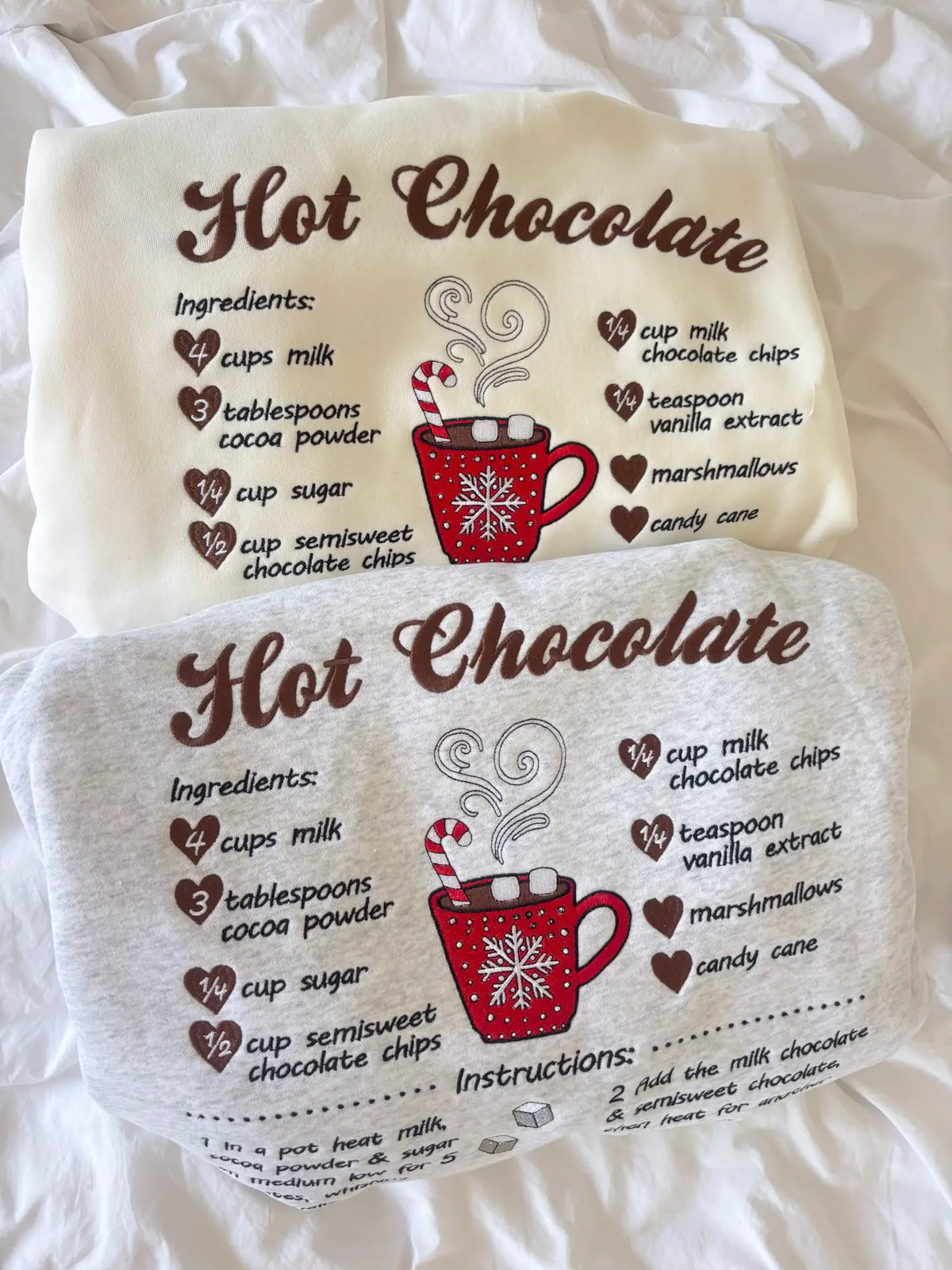 Hot Chocolate Recipe Christmas Embroider Sweatshirt