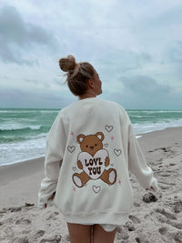 Ivory Teddy Bear Embroider Sweatshirt