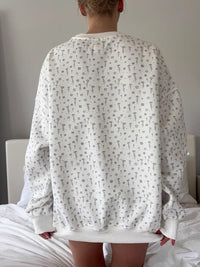 White Ditsy Blue Floral Sweatshirt