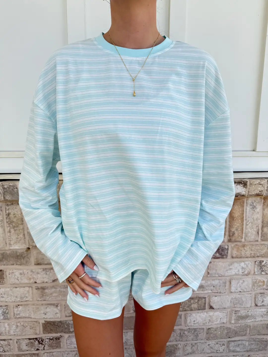 Italian Blue Billie Striped Loungewear Long Sleeve Top