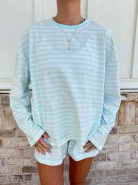Italian Blue Billie Striped Loungewear Long Sleeve Top