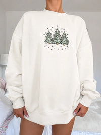 Sparkling Christmas Tree Embroidered Crewneck Sweatshirts