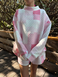 Margo Quilted Patchwork Mockneck Sweatshirt