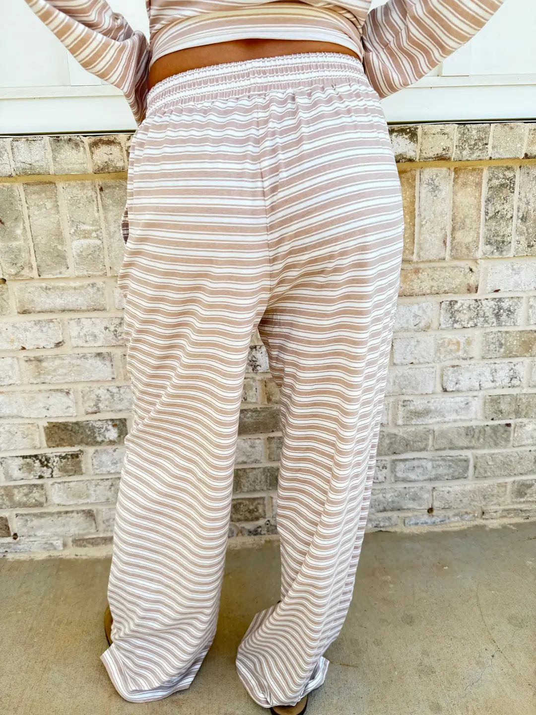 Taupe Brown Billie Striped Loungewear Pants