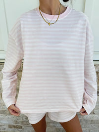 Soft Pink Billie Striped Loungewear Long Sleeve Top