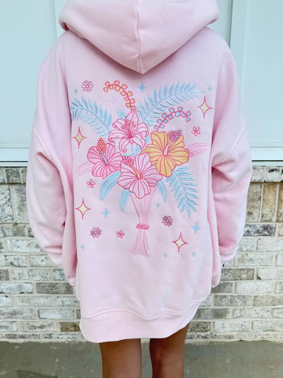 Keepsake Floral Embroidered Girly Oversized Hoodie