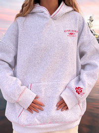Pearl Grey Hibiscus Flowers Hoodie