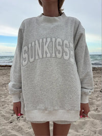 Sunkissed Collegiate Embroider Oversized Mockneck Sweatshirt 100% Cotton