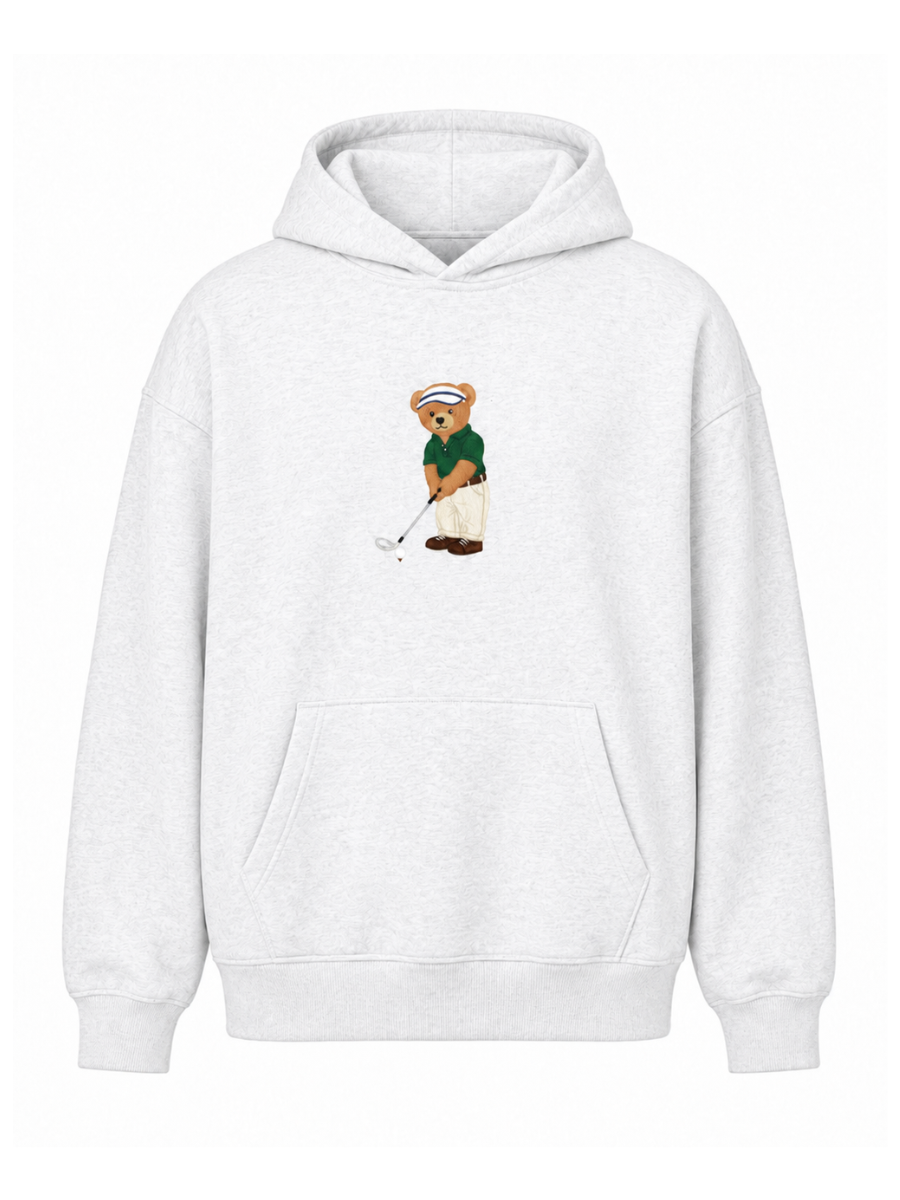 Pearl Grey Classic Teddy Bear Golf Embroider Hoodie