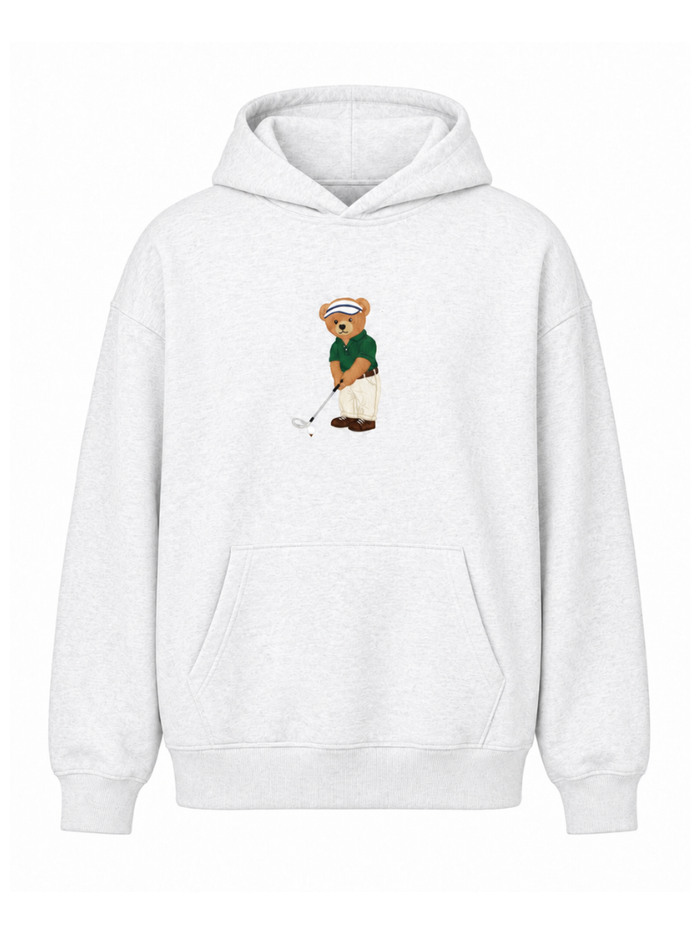 Pearl Grey Classic Teddy Bear Golf Embroider Hoodie