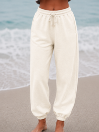 Ivory Basic Blank Jogger Sweatpants