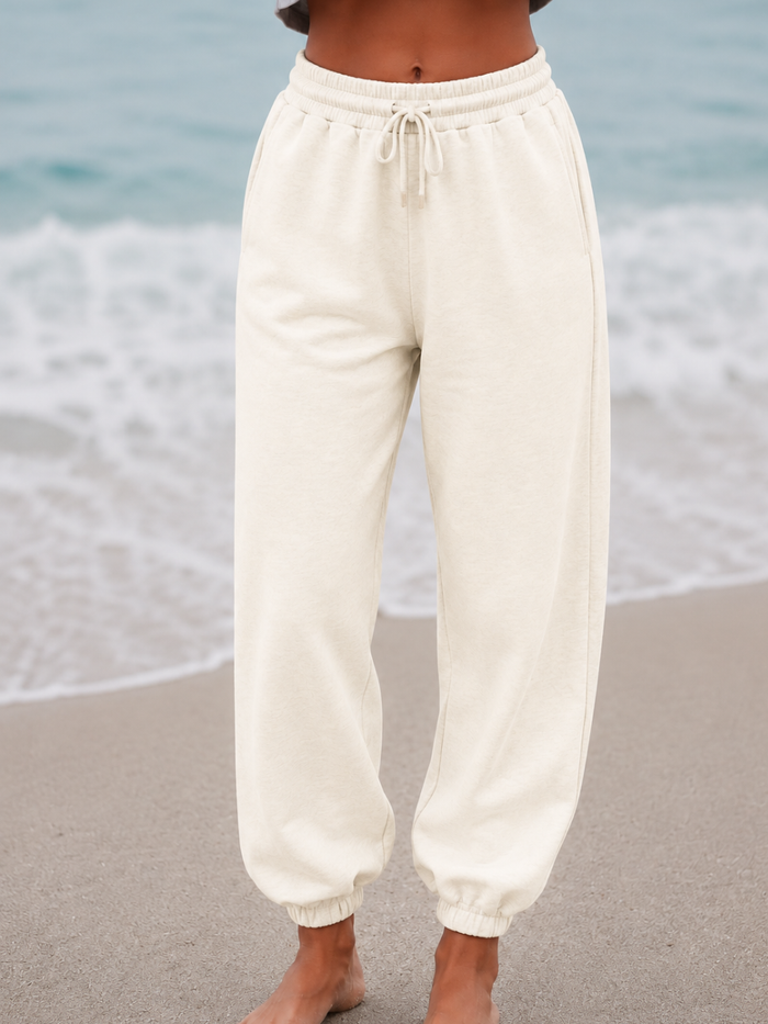 Ivory Basic Blank Jogger Sweatpants