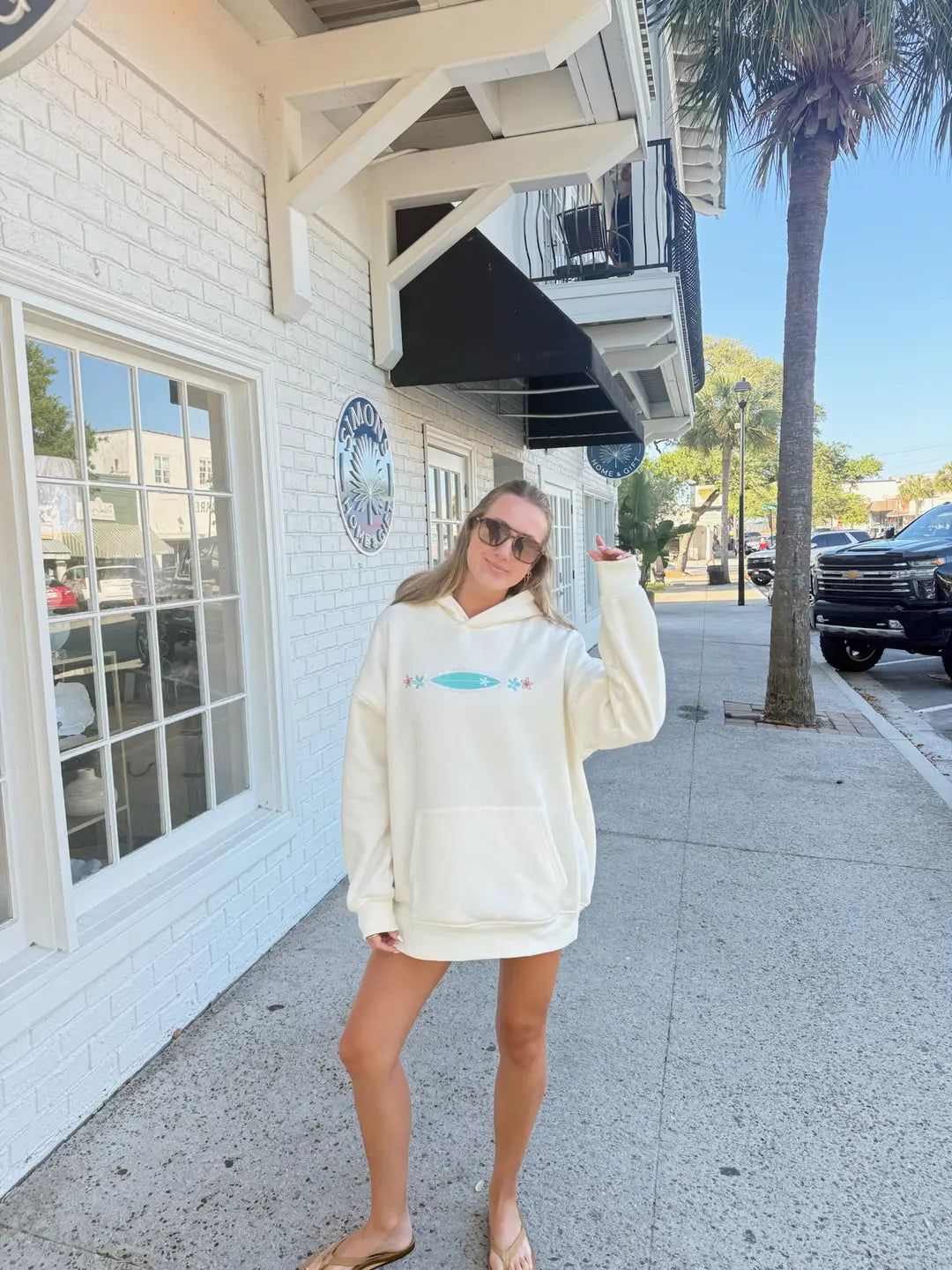 Detailed Surfboard Embroidered Hoodie