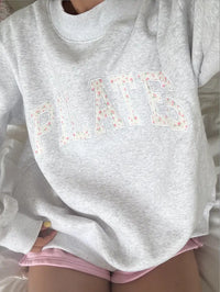 Pearl Grey Mockneck Pilates Embroider Sweatshirt