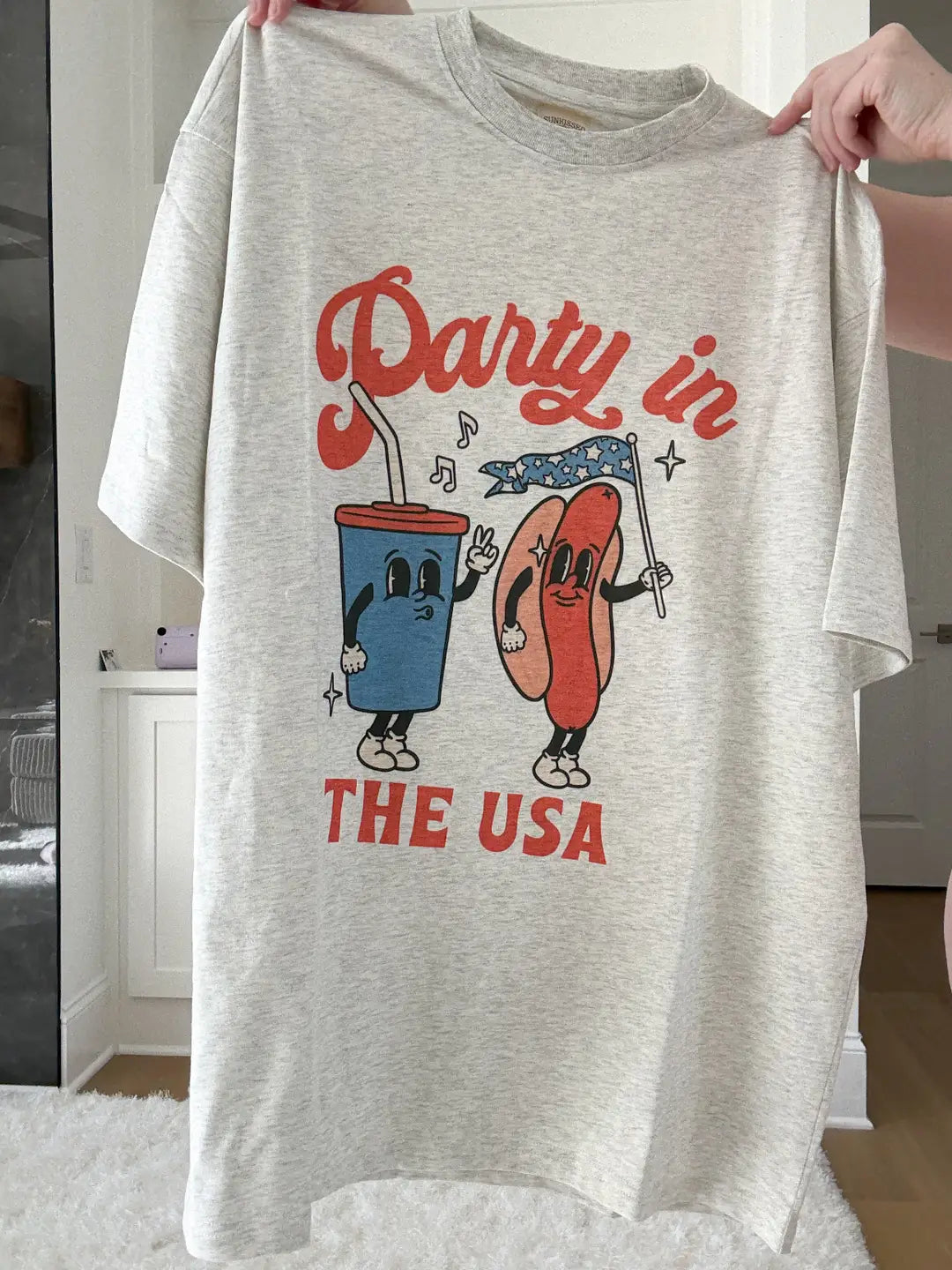 Midweight Blue Party In The USA Hotdog Tee