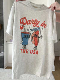 Midweight Blue Party In The USA Hotdog Tee