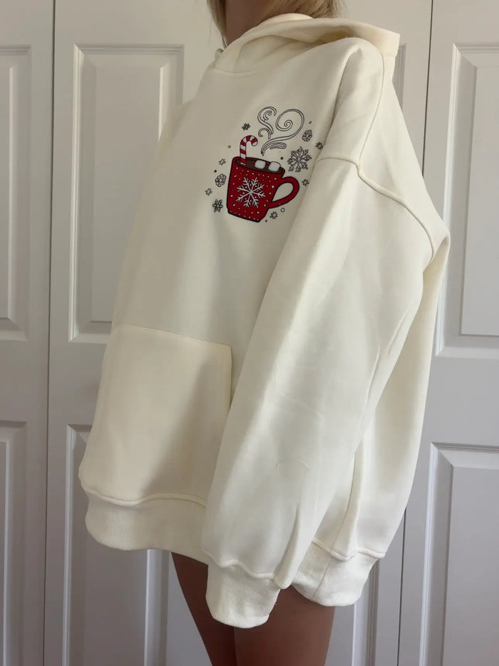Hot Chocolate Recipe Christmas Embroider Hoodie