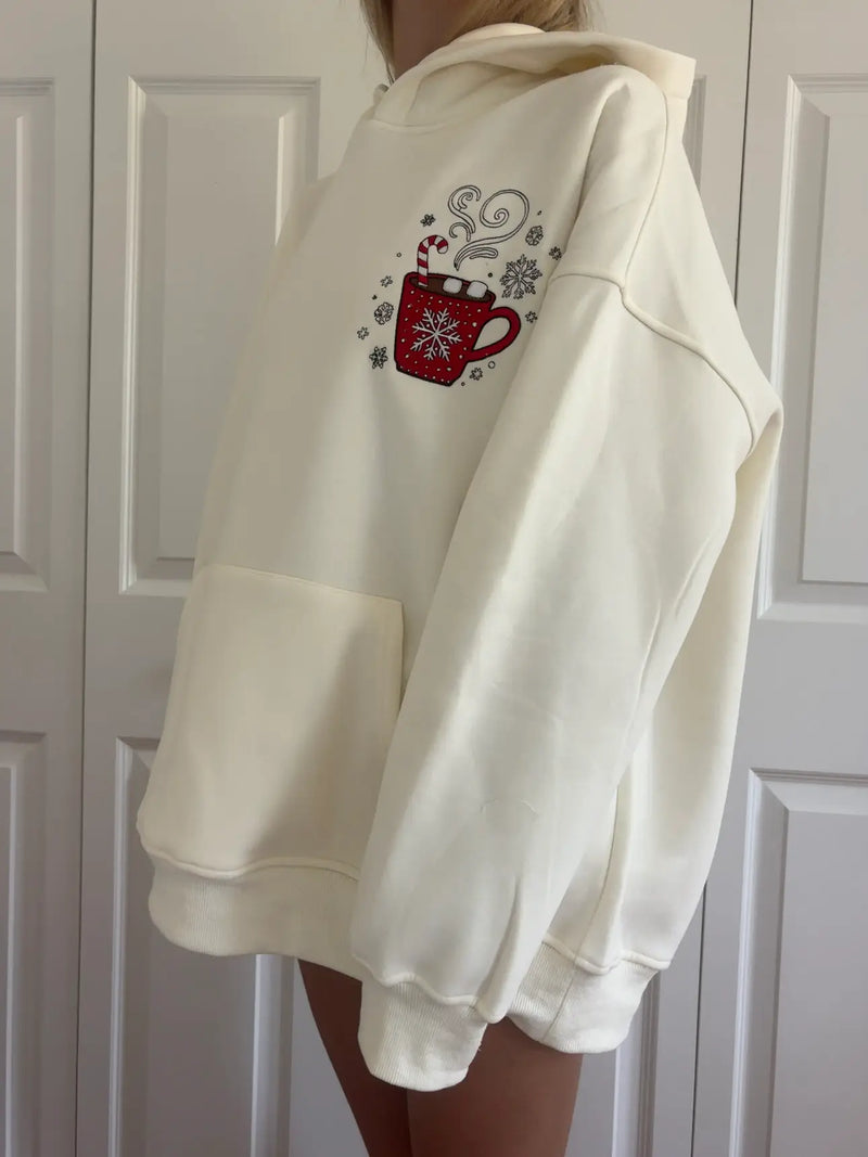 Hot Chocolate Recipe Christmas Embroider Hoodie