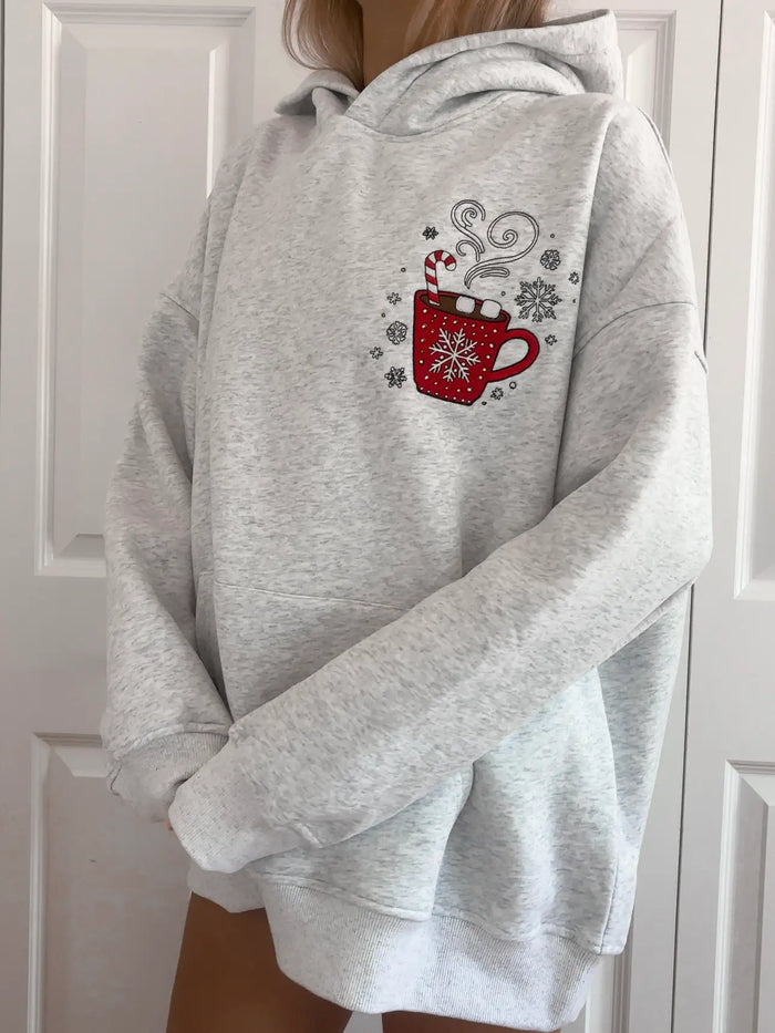 Hot Chocolate Recipe Christmas Embroider Hoodie