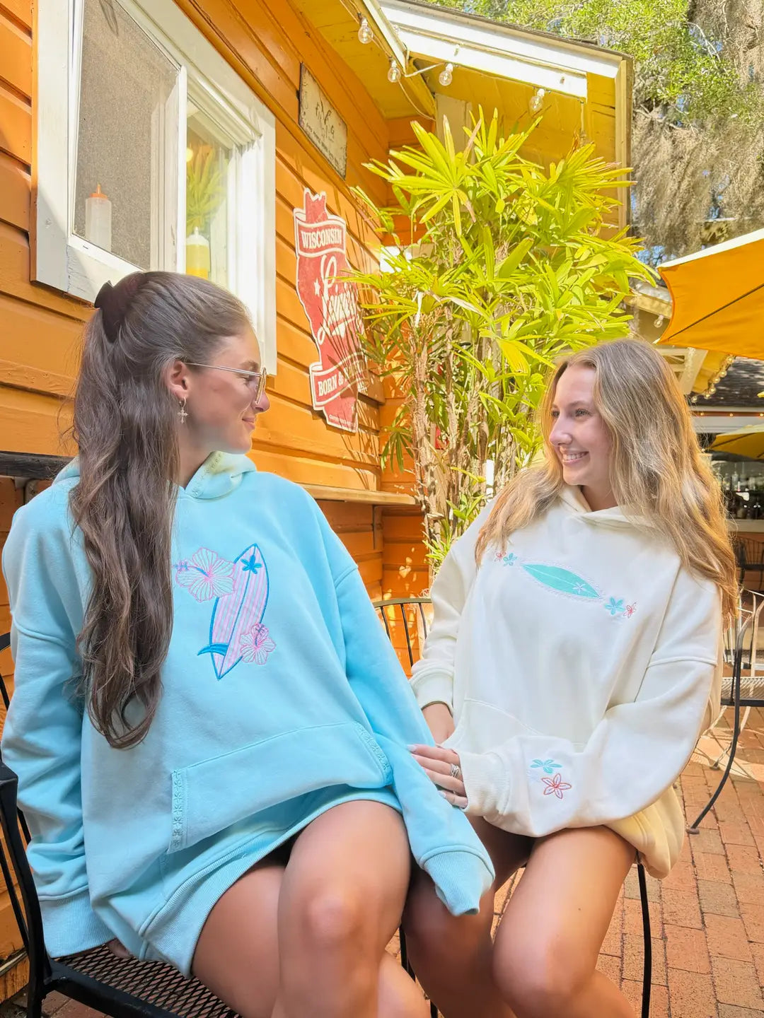Detailed Surfboard Embroidered Hoodie