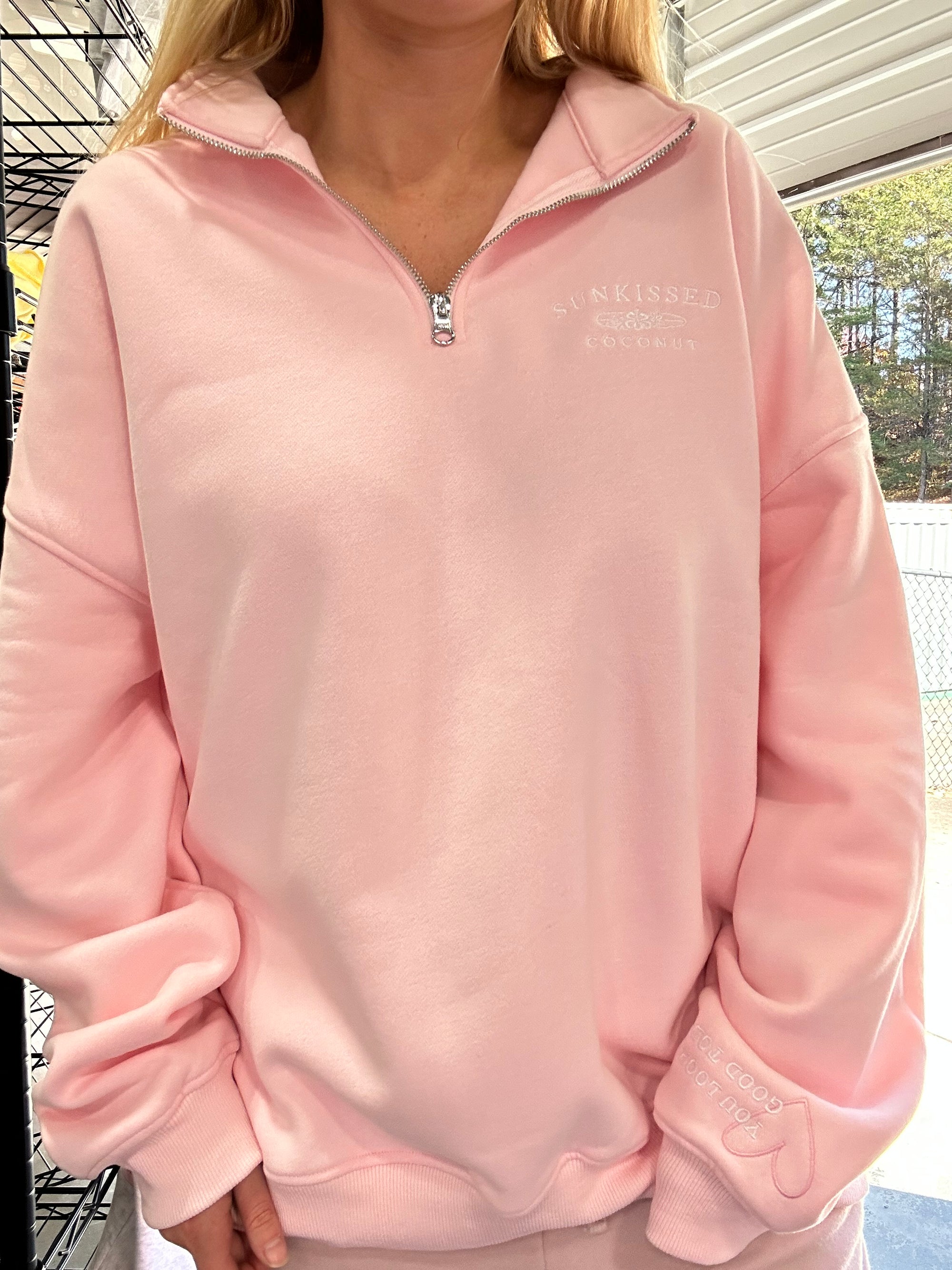 Light Pink Quarter-Zip Sweatshirt