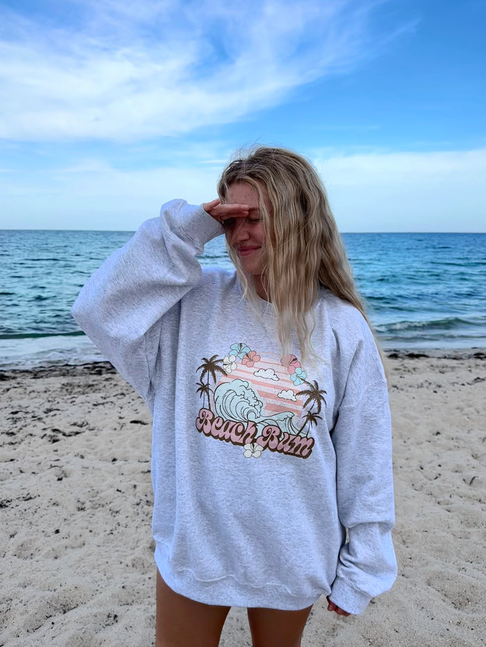 BEACH BUM WAVES SWEATSHIRT - Sunkissedcoconut