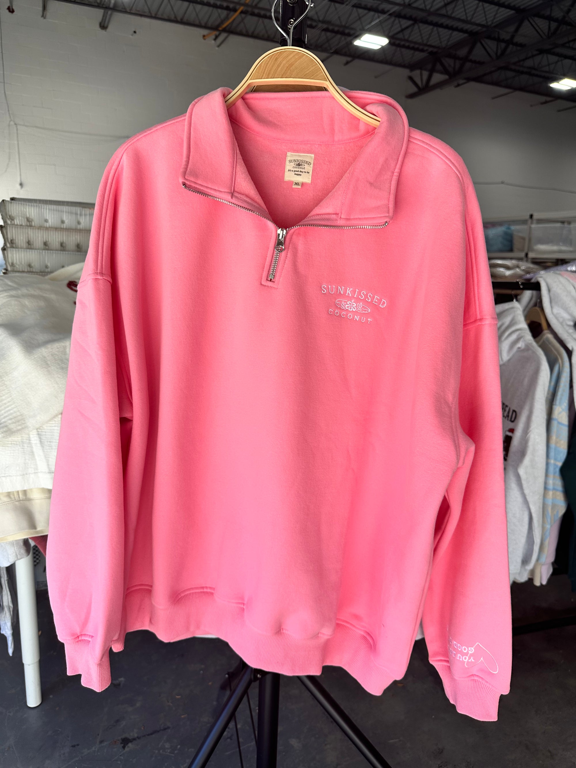 Rose Pink Quarter-Zip Sweatshirt