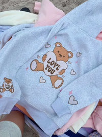 Teddy Bear Embroider Valentines Day Hoodie