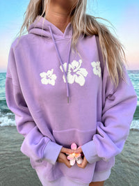 HIBISCUS FLOWER TOWEL EMBROIDER HOODIE - Sunkissedcoconut