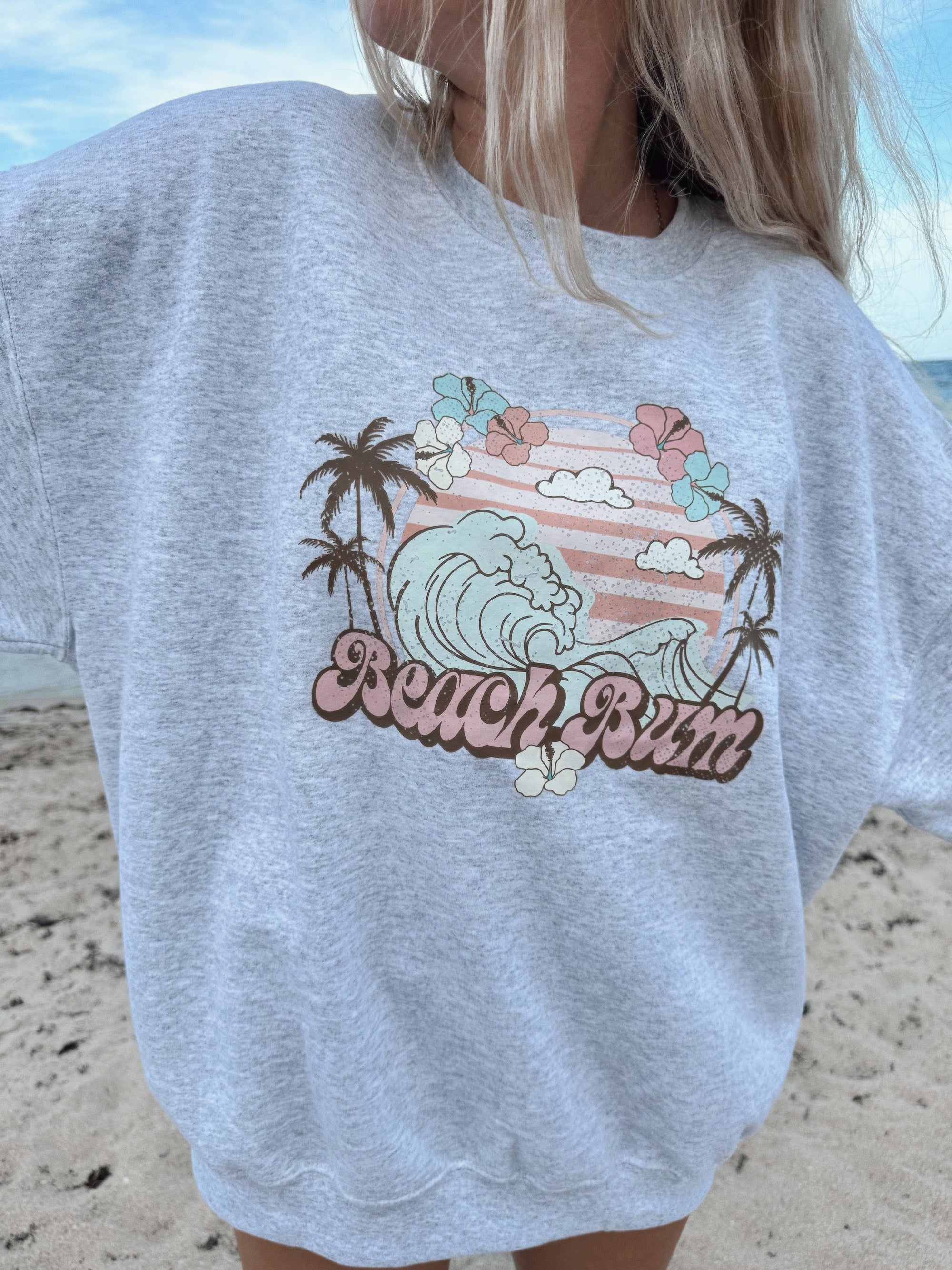 BEACH BUM WAVES SWEATSHIRT - Sunkissedcoconut