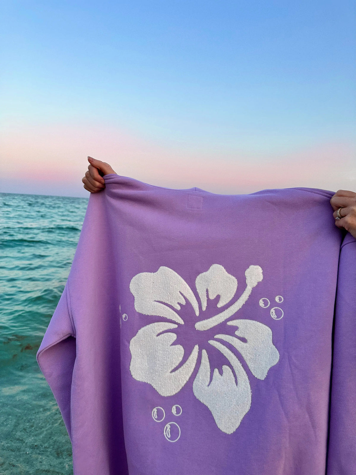 HIBISCUS FLOWER TOWEL EMBROIDER HOODIE - Sunkissedcoconut