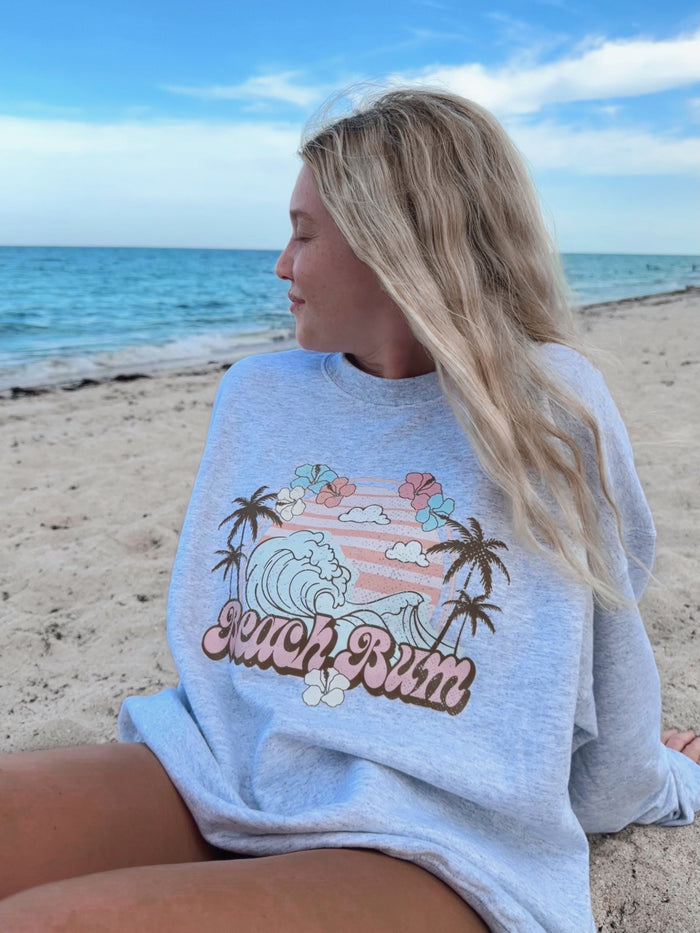 BEACH BUM WAVES SWEATSHIRT - Sunkissedcoconut
