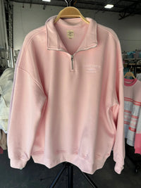 Light Pink Sunkissedcoconut Embroider Quarter-Zip Sweatshirt