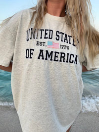 UNITED STATES OF AMERICA EMBROIDER TEE - Sunkissedcoconut