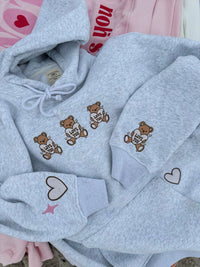 Teddy Bear Embroider Valentines Day Hoodie
