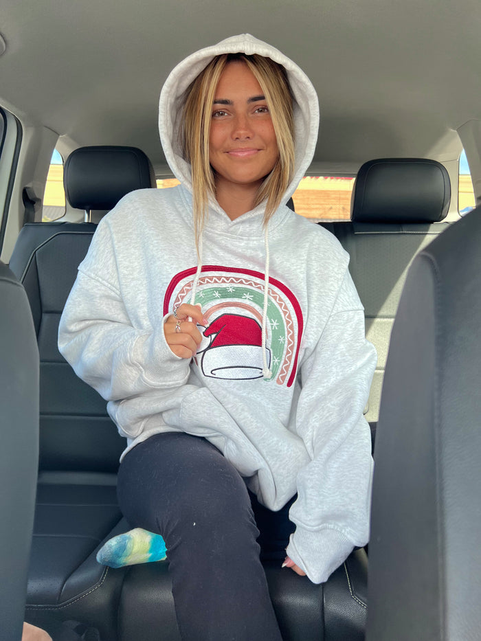 Santa Hat Christmas Embroider Hoodie - Sunkissedcoconut