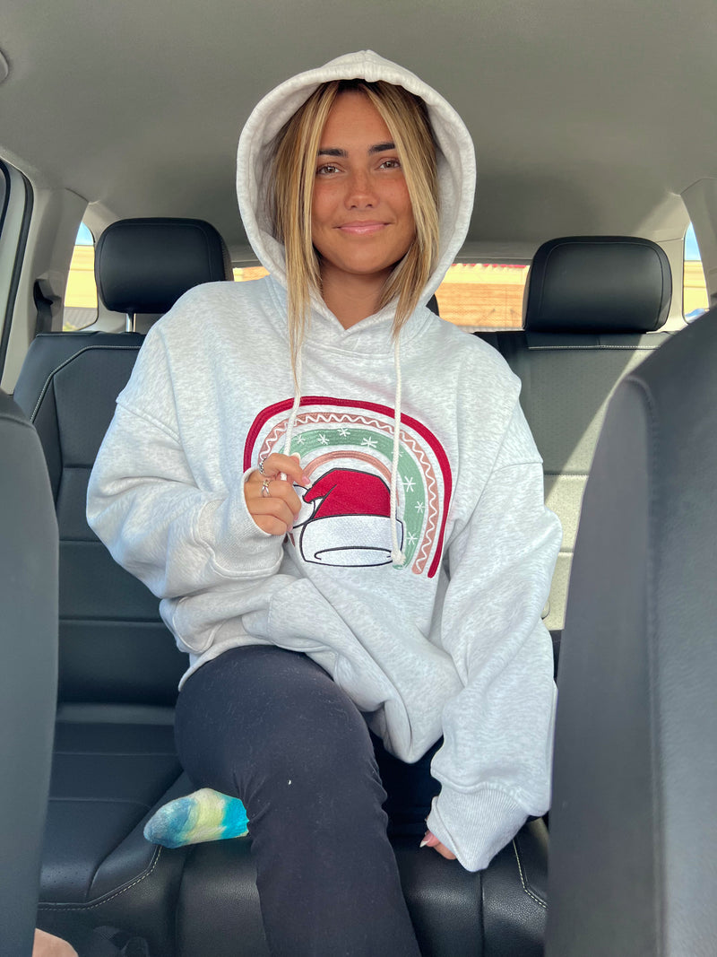Santa Hat Christmas Embroider Hoodie - Sunkissedcoconut