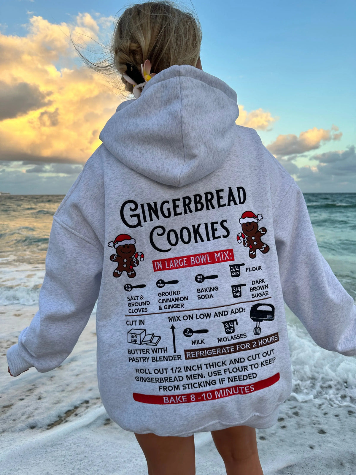 Gingerbread Recipe Christmas Embroider Hoodie