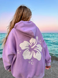 HIBISCUS FLOWER TOWEL EMBROIDER HOODIE - Sunkissedcoconut