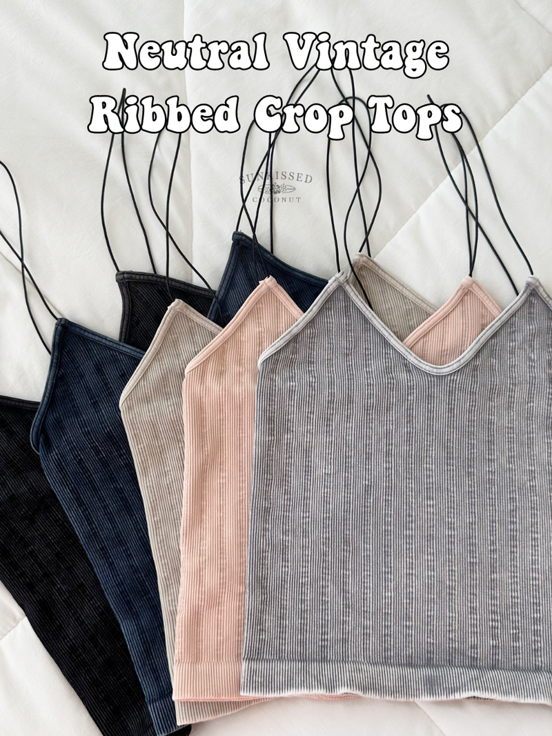 NEUTRAL VINTAGE RIBBED SEAMLESS TANKTOPS - Sunkissedcoconut