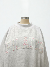 Pearl Grey Mockneck Pilates Embroider Sweatshirt