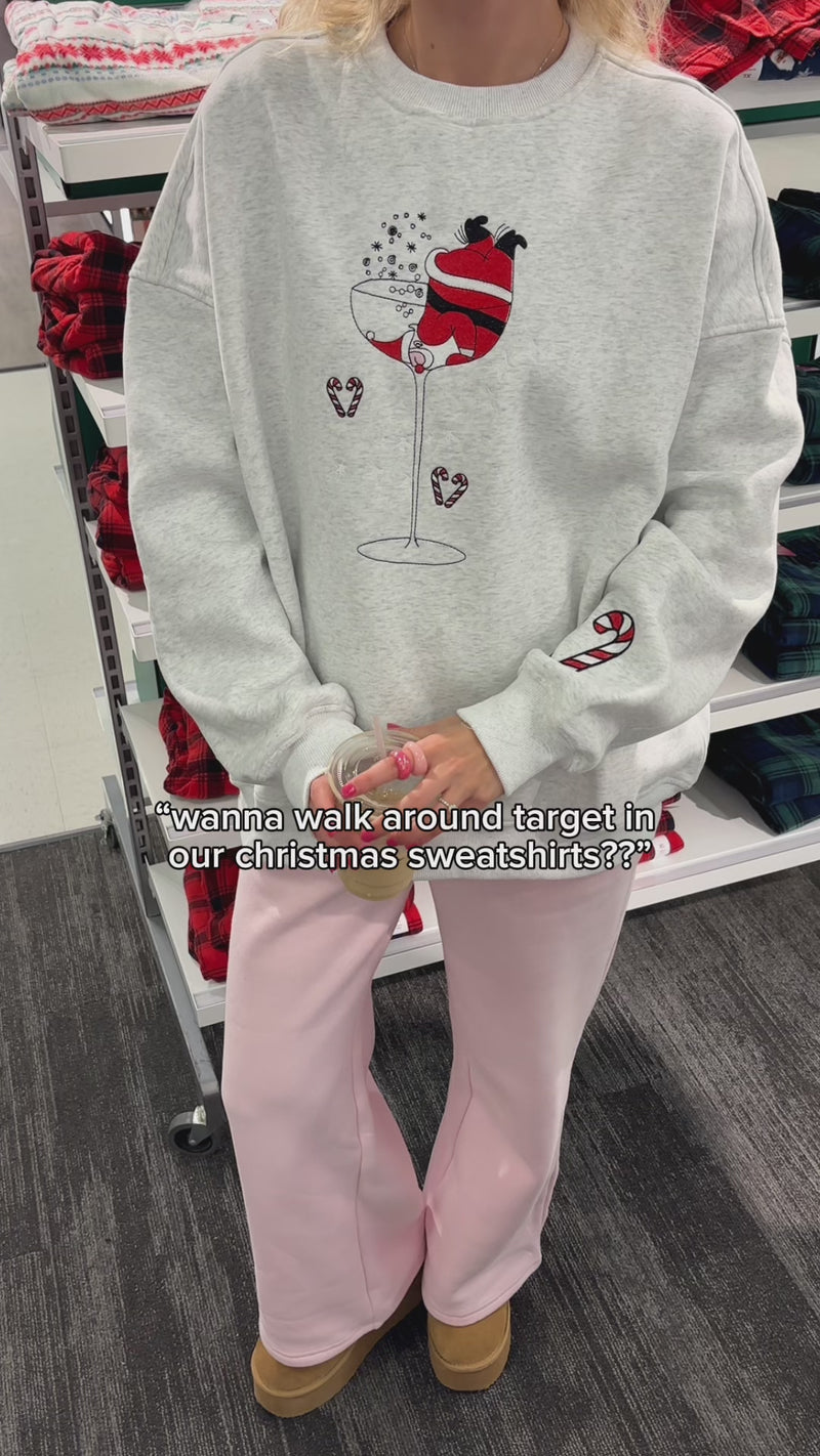 Tipsy Santa Christmas Embroidered Sweatshirt