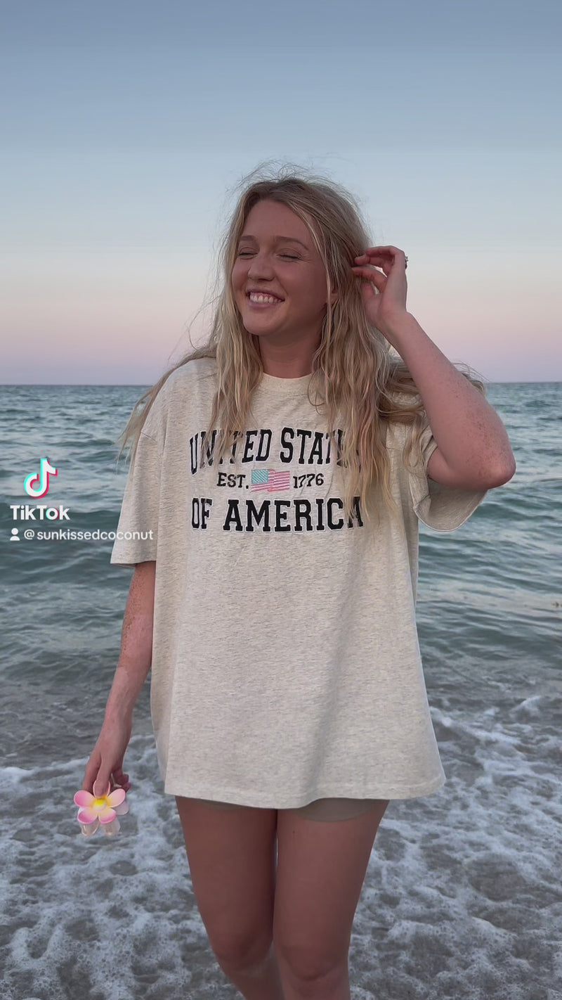 United States Of America Embroider Flag Tee